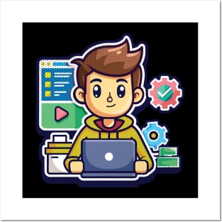 Cute Kid Software Developer Posters and Art